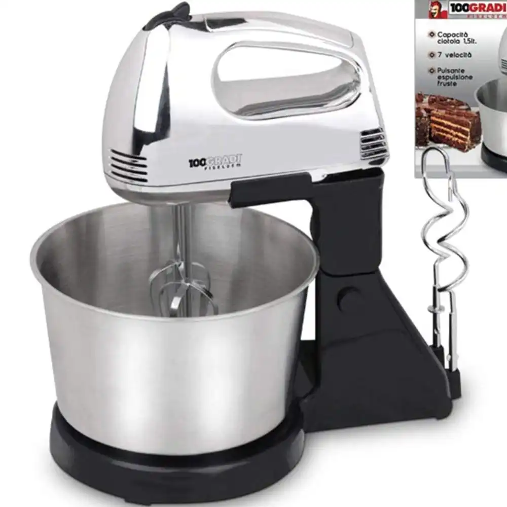 Sbattitore Con Ciotola Girevole Impastatrice 1,5 Litri In Acciaio Inox 200W