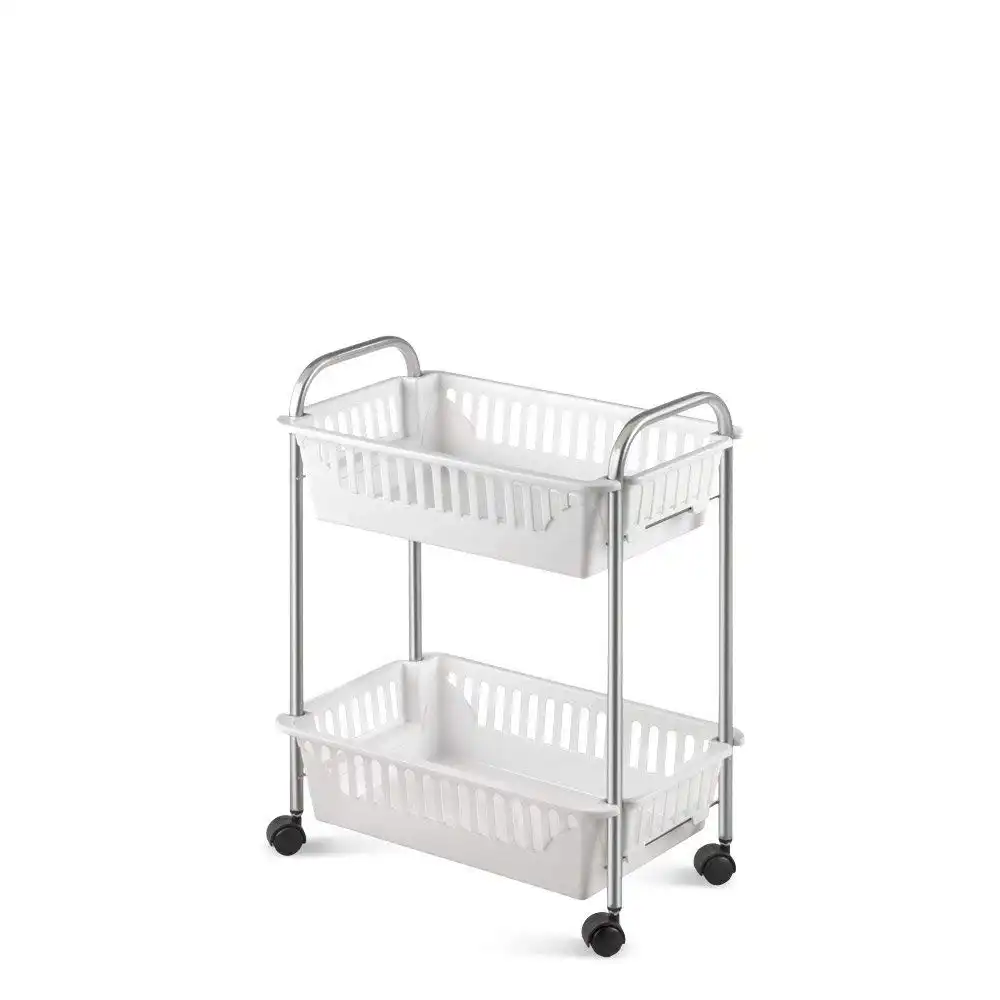 Metaltex Scaffale Con 2 Cesti Oslo2 In Plastica 41x26x52 Cm Cestini Bianchi