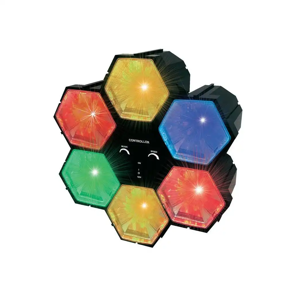 Lampada Disco Discoteca a Forma di Fiore 6 Spot Colorati 30 Led Sensore Musica