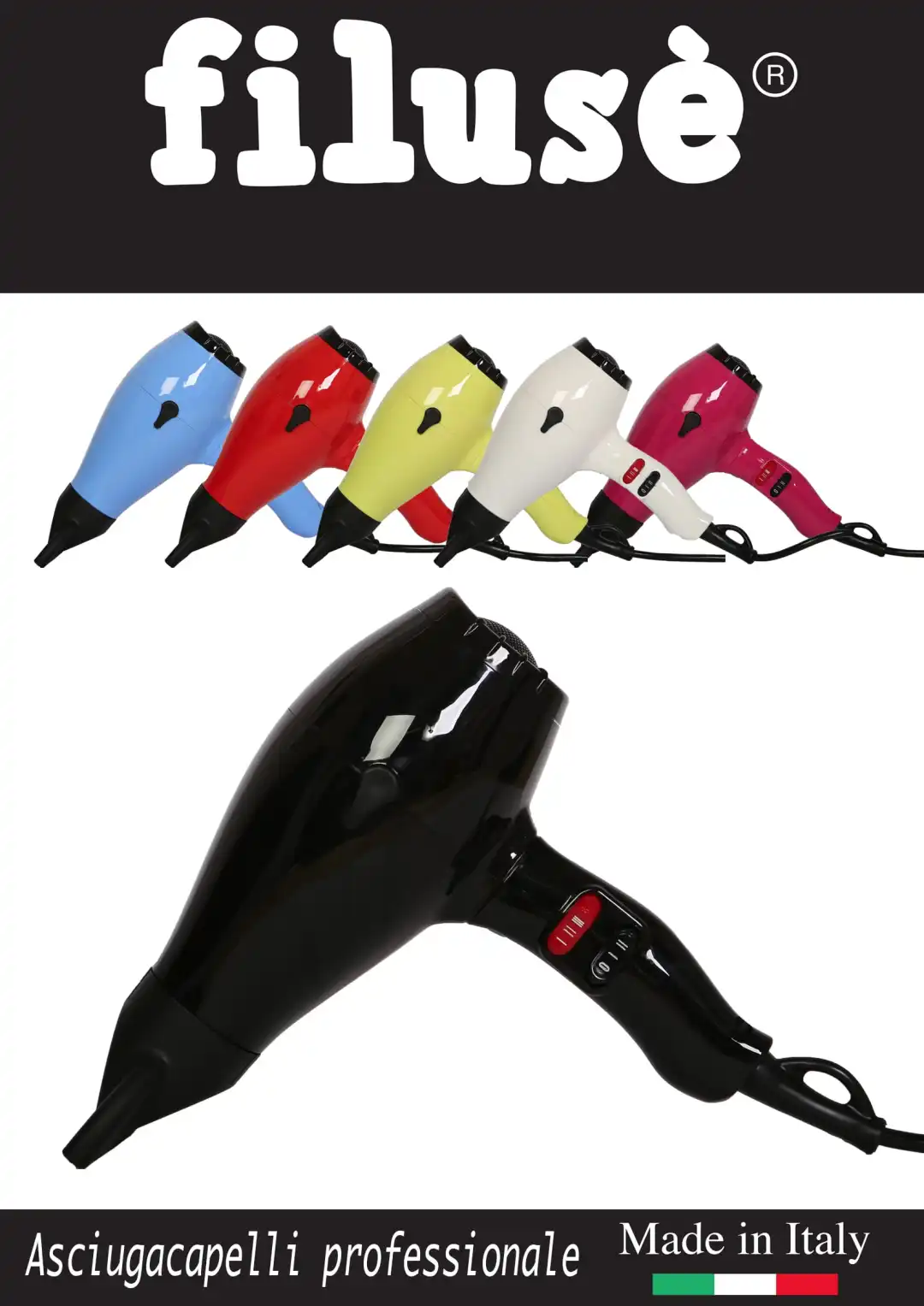 Asciugacapelli Professionale Filuse' Phon Turbo Doppia Velocita' 1800-2000W