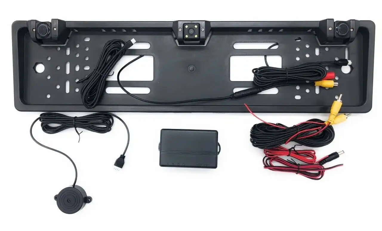 Kit Auto Porta Targa con Telecamera Posteriore e 2 Sensori Kit Retromarcia