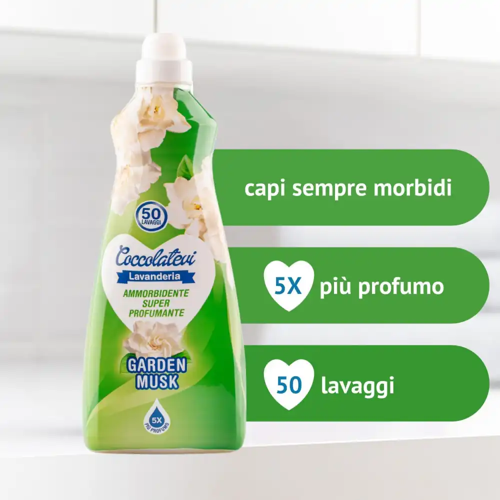 4x Coccolatevi Lavanderia Ammorbidente Super Profumante Garden Musk 4x1250ml