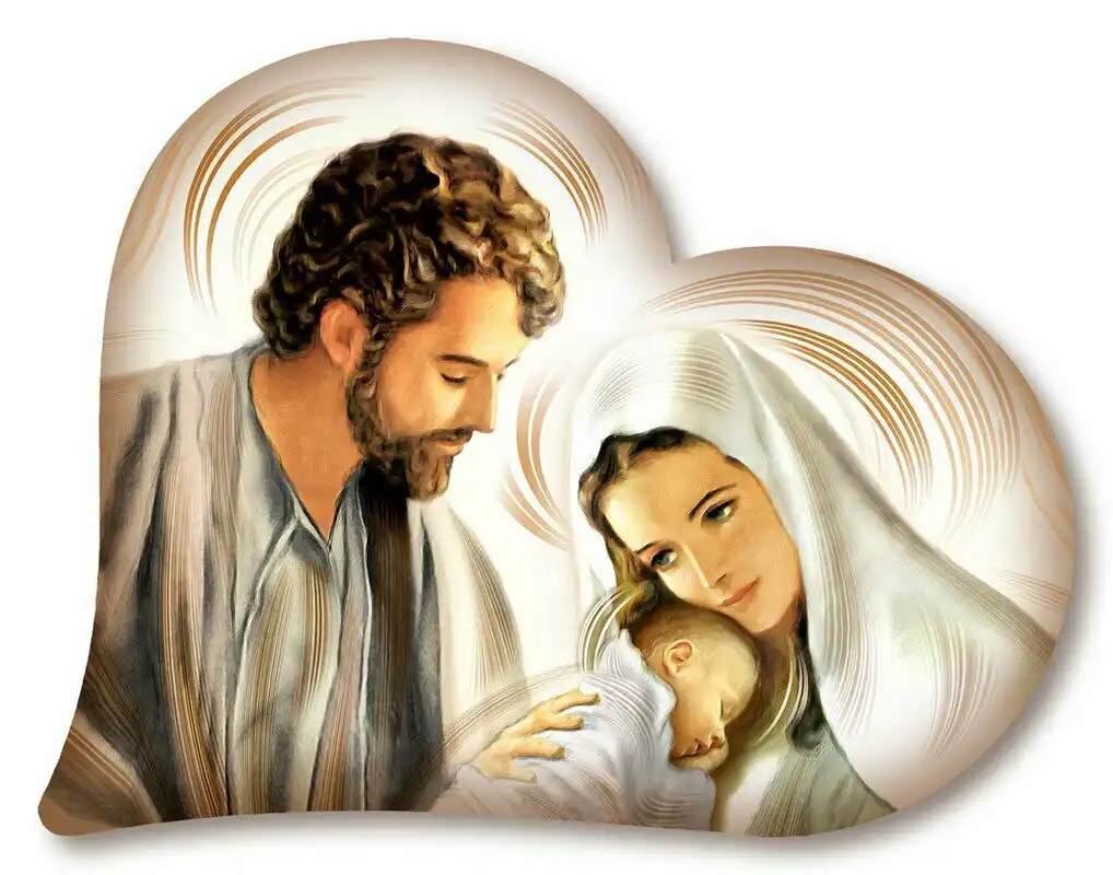 Lupia Capezzale Sacra Famiglia in Legno Heart Nativity Brown 50X65 cm
