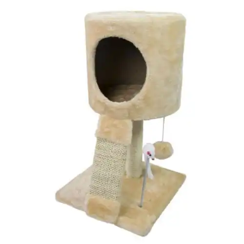 Tiragraffi Palo per Gatti Gioco da Gatto Cuccia Grattatoio ad Albero 51cm Beige