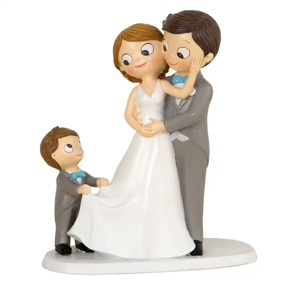 Centrotorta Matrimonio Torta Torte Nunziale Statuetta Sposi Con Figlio 21,5 Cm