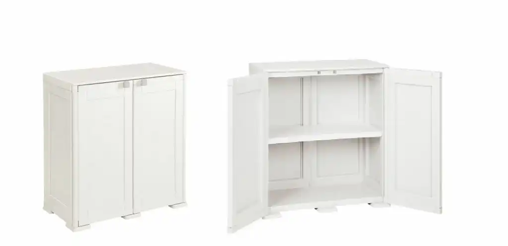 Mobile Armadio Basso Simplex con Ripiano Largo in Plastica Panna 79x43x85,5h cm