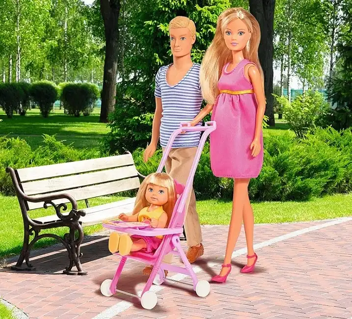 Set Bambola Simba Famiglia Con Passeggino Steffi Incinta Love Happy Family