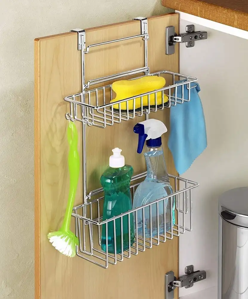 Cesto Portaoggetti in Flexi Cromato Interno Mobili Cucina 2 Ripiani Salvaspazio