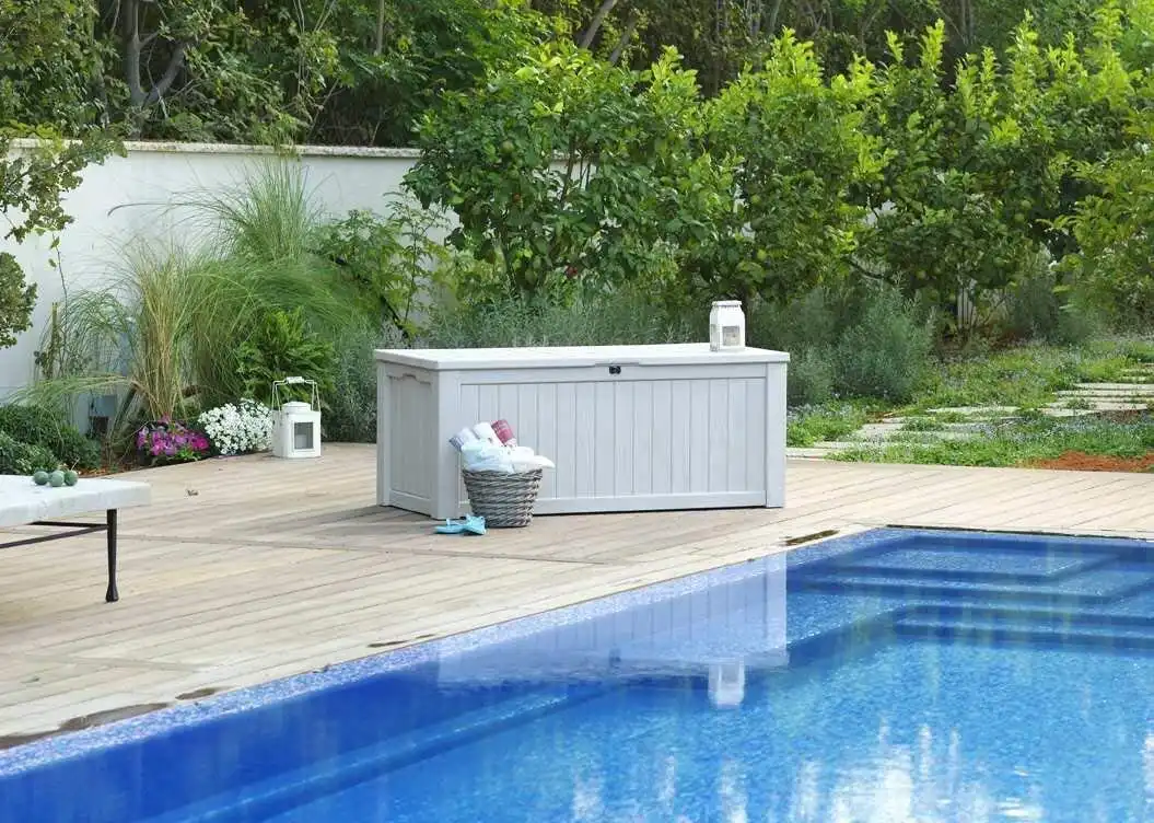 Baule Cassapanca per Esterno Giardino Resina Bianco 570 Lt Seduta per 2 Persone