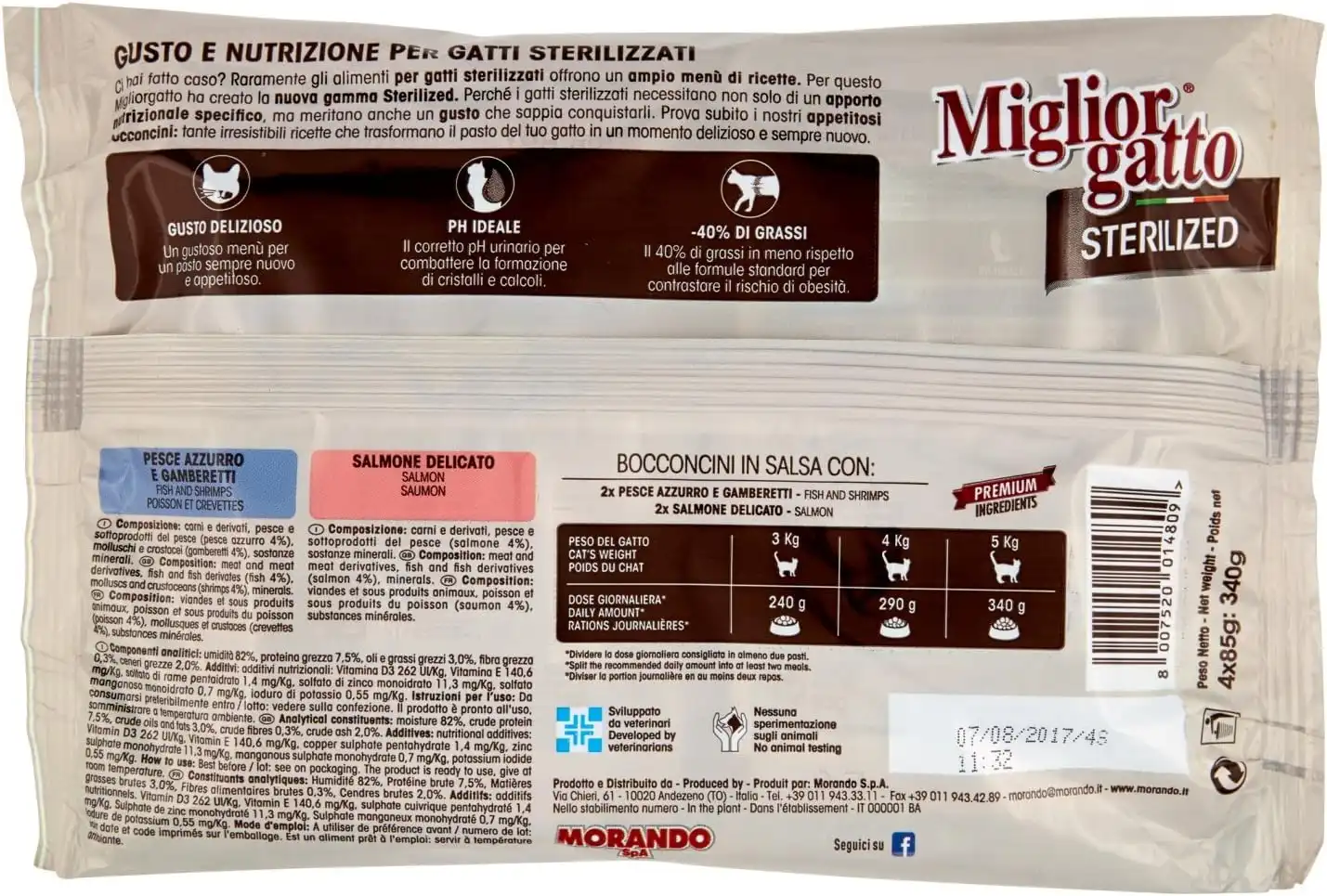 12x MigliorGatto Sterilized Bocconcini di Pesce in Gelatina Multipack 12 x 340gr