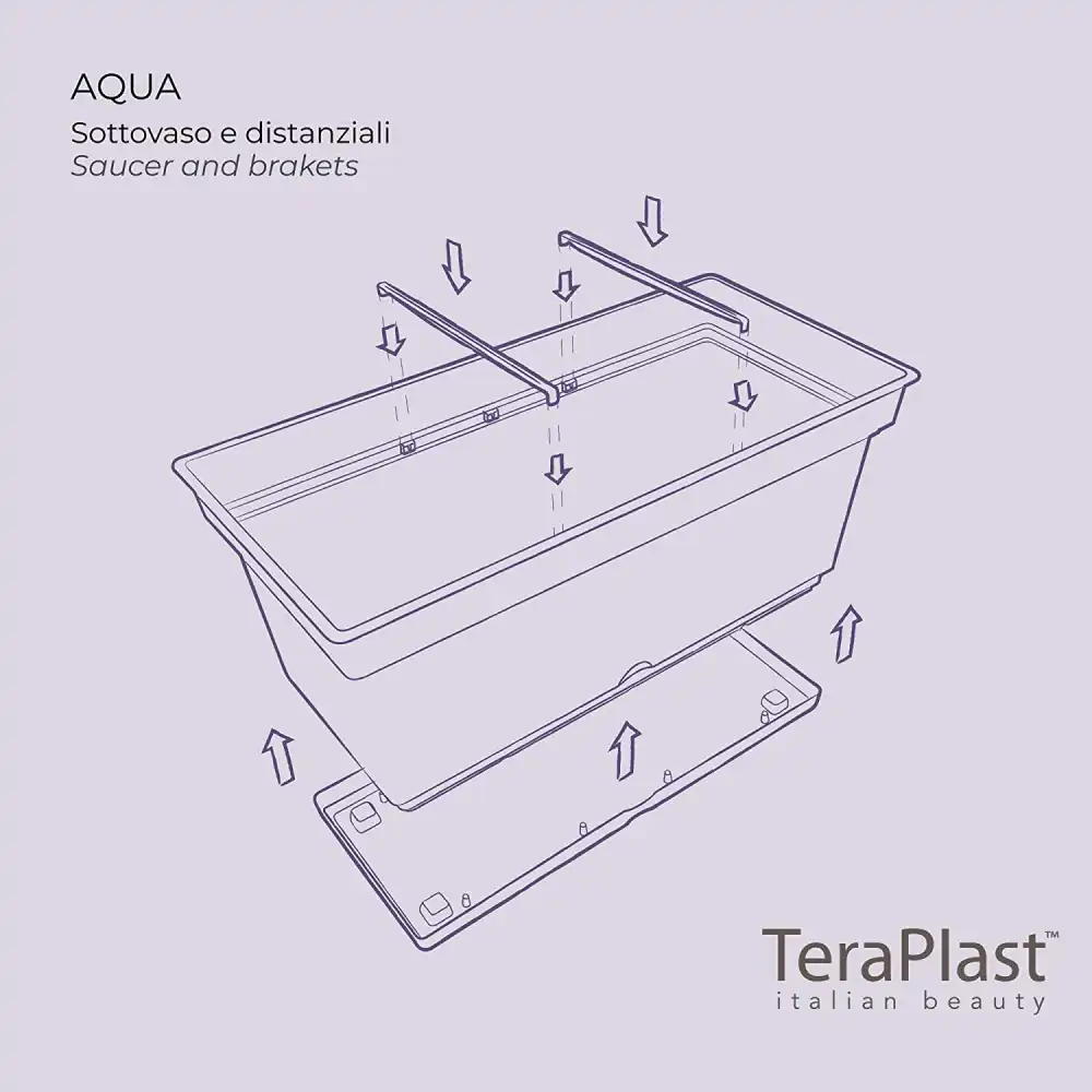 Teraplast Vaso Fioriera Aqua Elements 78 Antracite Plastica Riciclabile 78x38 cm