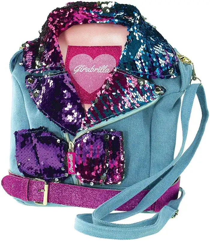 Zaino zainetto girabrilla tracolla jeans paillettes con bretelle bretella borsa