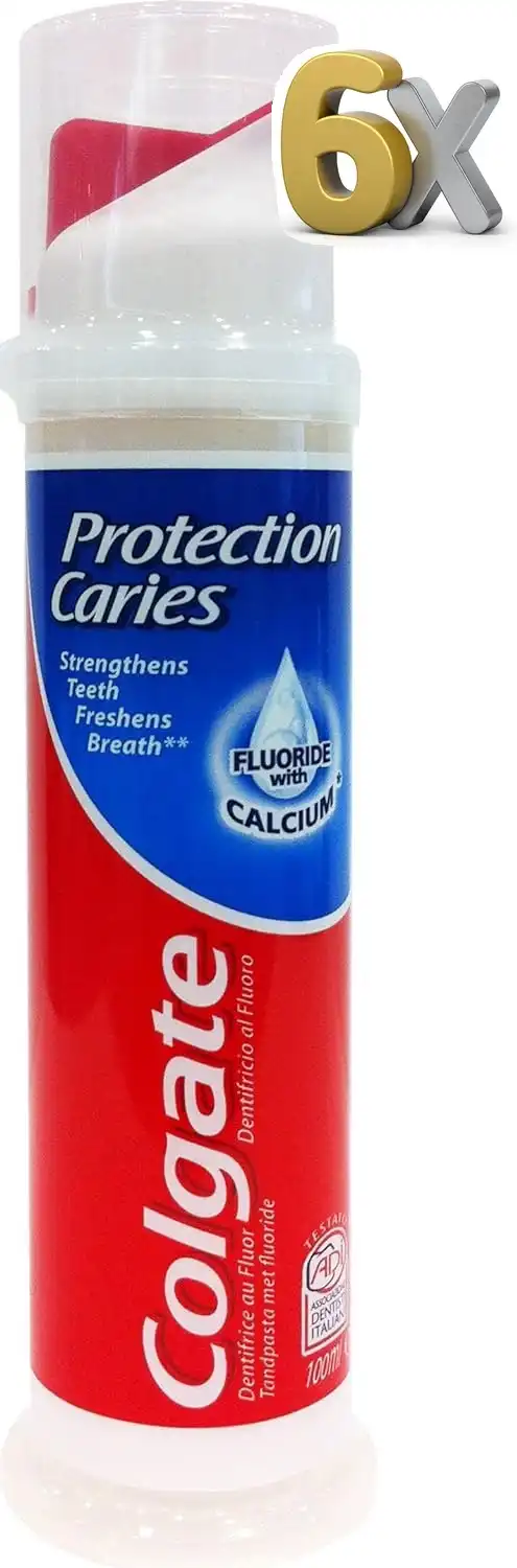 6 Pezzi di COLGATE Dentifricio Protection Caries Dispenser 100 ML
