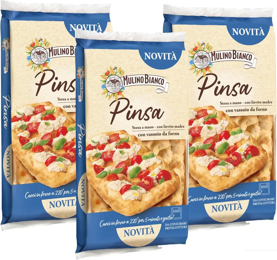 3X Mulino Bianco Novità Pinsa in Vassoio Stesa a Mano con Lievito Madre 230g