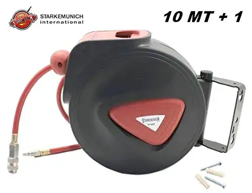 Arrotolatore Avvolgitubo Tubo Per Aria Compressa 10 +1 Metri In PVC Rinforzato