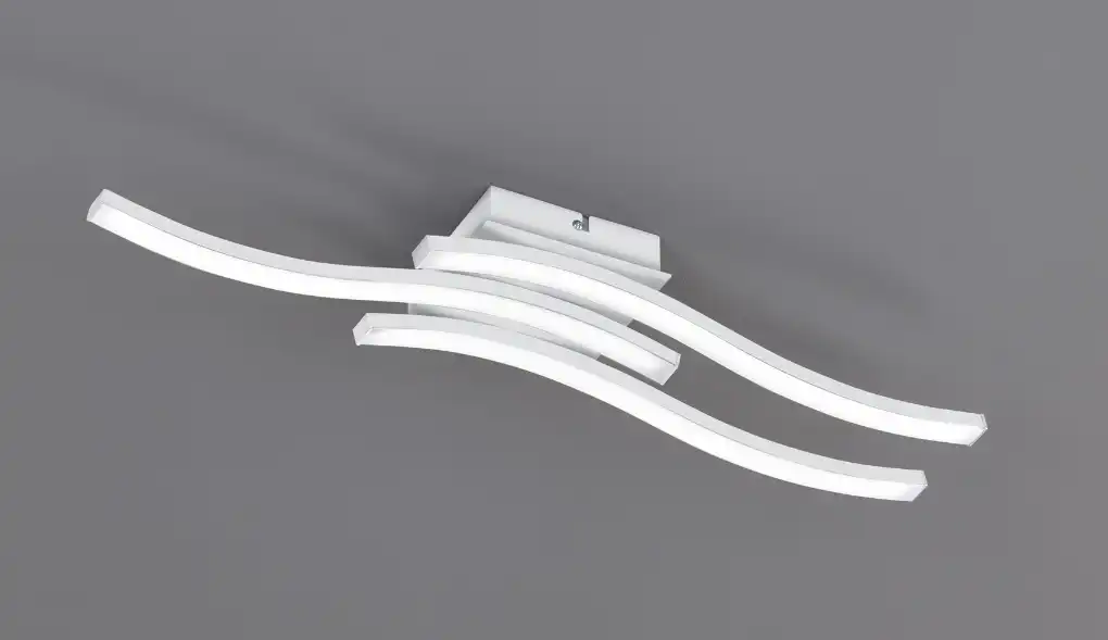 Lampadario Route Plafoniera LED 3 Bacchette Ondulate Bianche 54cm in Metallo