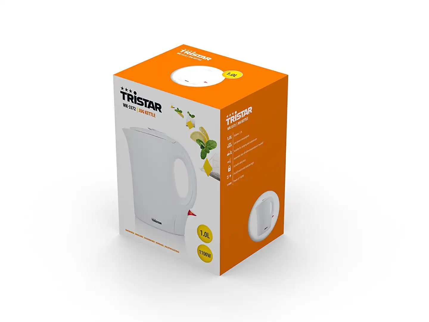 Bollitore Elettrico in Plastica per da Cucina 1 Litro Potenza 1100 Watt Bianco