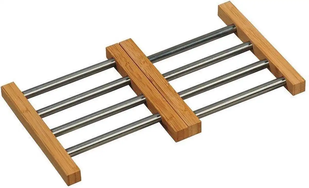 Supporto Sottopentola in Bambu' e Acciaio Allungabile da 22 a 35cm
