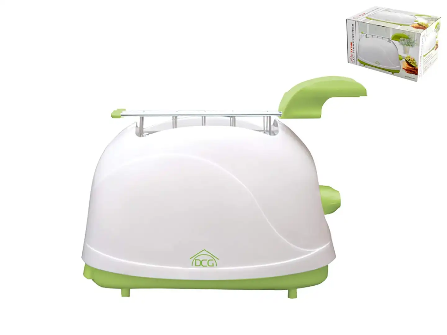 DCG Tostapane Tostiera 2 Pinze Tosta Pane Raccogli Briciole Timer Toast KTL2000
