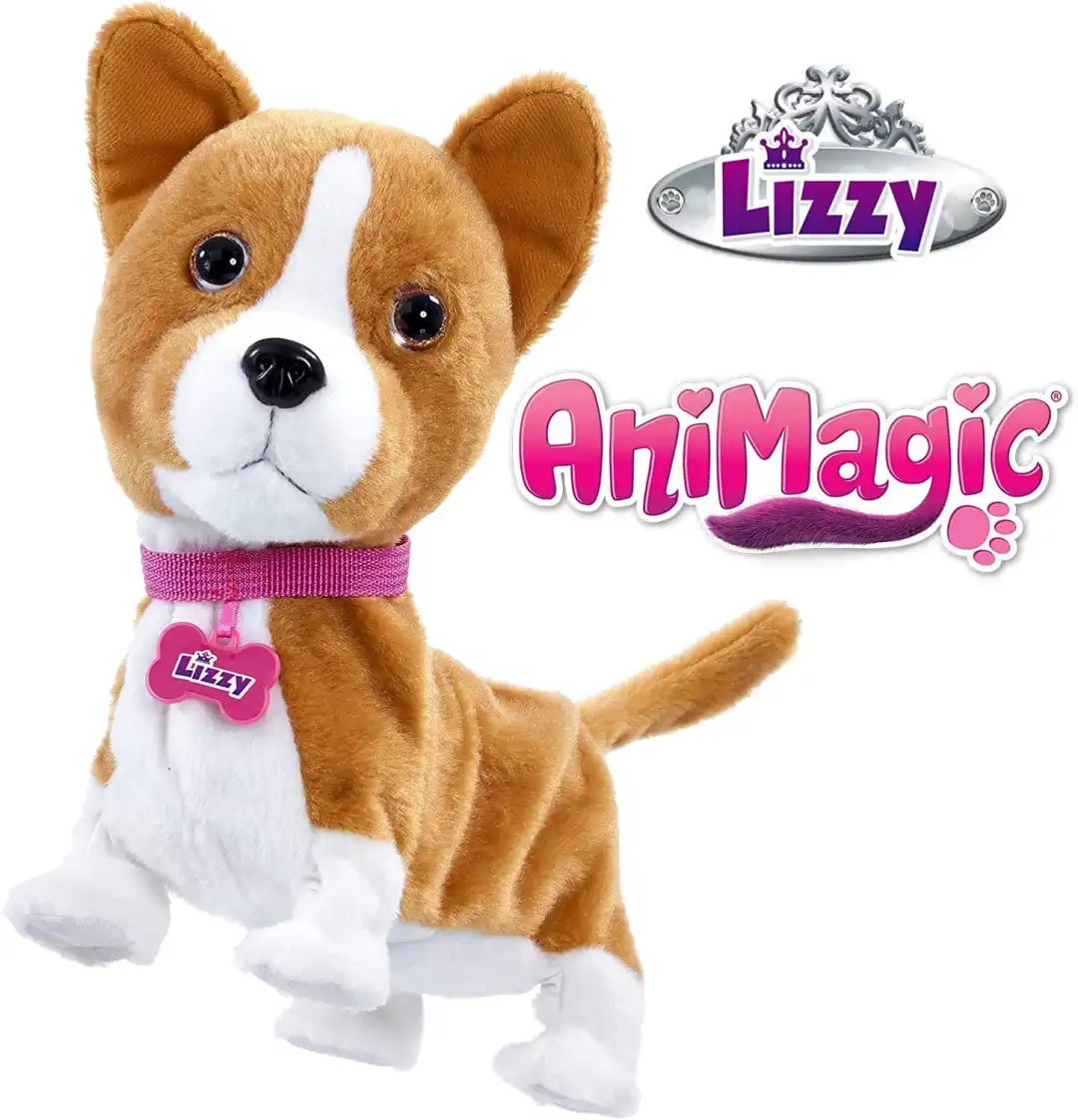 Animagic Lizzie le Corgie Cane Interattivo con Guinzaglio e Suoni h20cm Anni 3+