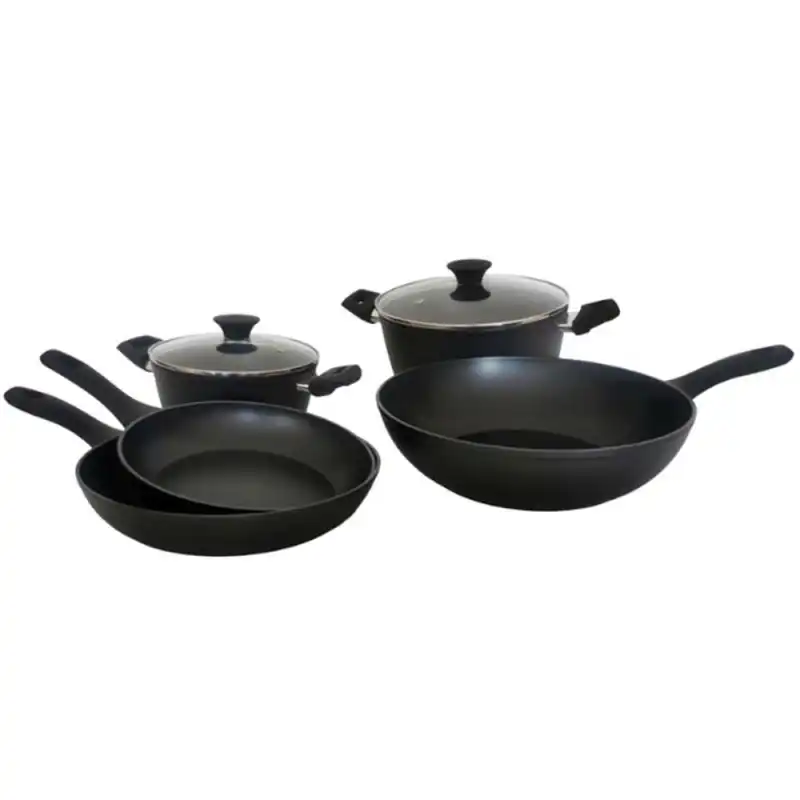 Batteria di Pentole a Induzione 7pz Casseruole Wok Padelle e Coperchi Mod.Sierra