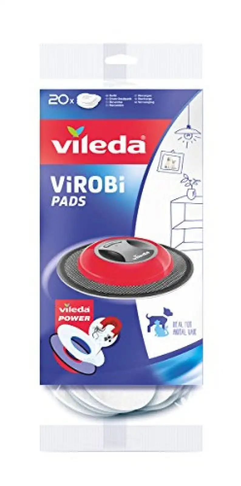 Vileda Virobi Ricambio Panni Elettrostatici Usa Getta Compatibili Con il Robo