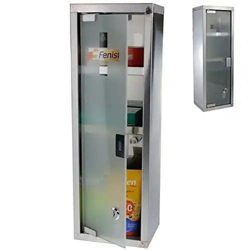 Armadietto Armadio Porta Medicine Medicinali Acciaio Inox Vetro Satinato