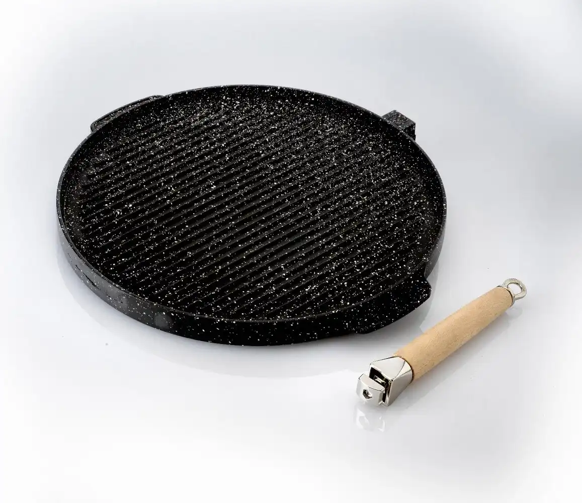 Bistecchiera Piastra in Alluminio Antiaderente 24 cm Double Face Griglia Cuoce