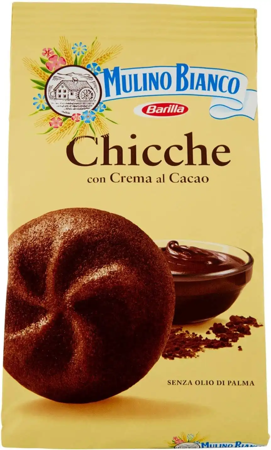 3 Confezioni Mulino Bianco Biscotti Frollini Chicche con Crema al Cacao da 200gr