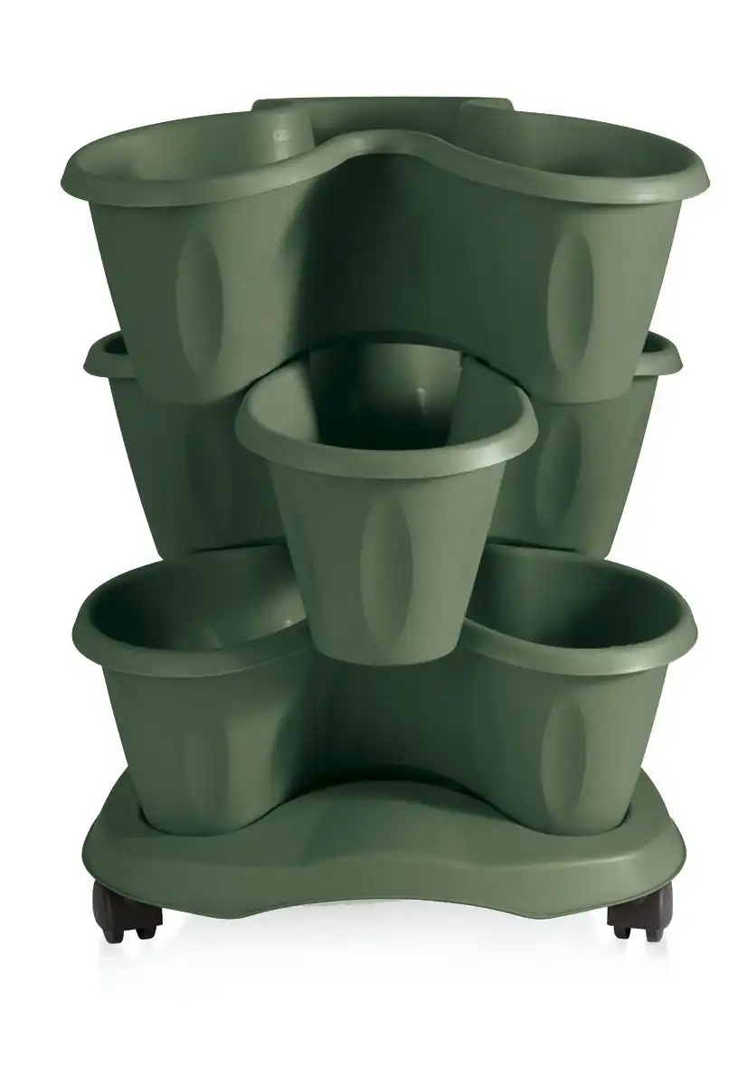 Vaso Trifoglio 3 Pezzi Con Sottovasi Sotto Vasi Verde In Resina Da Per Giardino