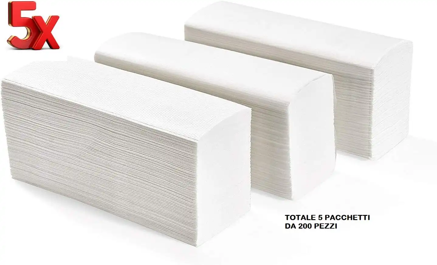 Asciugamani Monouso Piegati a V per Dispenser 21 x 21 cm 5 Pacchetti da 200pz