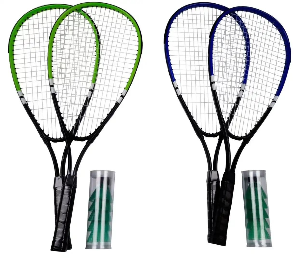 Set Badminton 2 Racchette Grip Tape e 5 Volani Gioco Adulti e Bambini