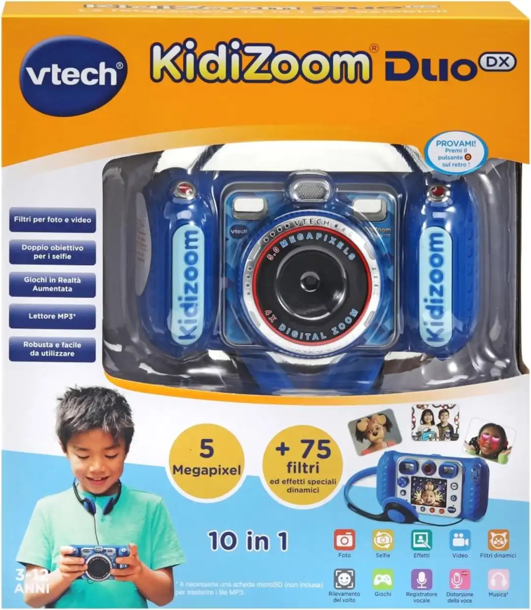 VTech Kidizoom Macchina Fotografica per Bambini Blu Con Filtri e Antiurto 3-12