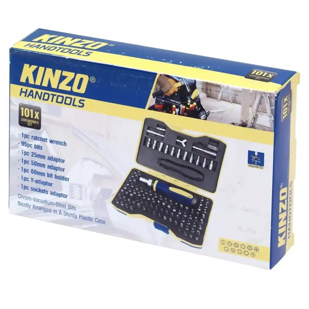 Kit Cacciavite a Cricchetto Kinzo Con 101 Inserti in Pratica Valigetta Bricolage