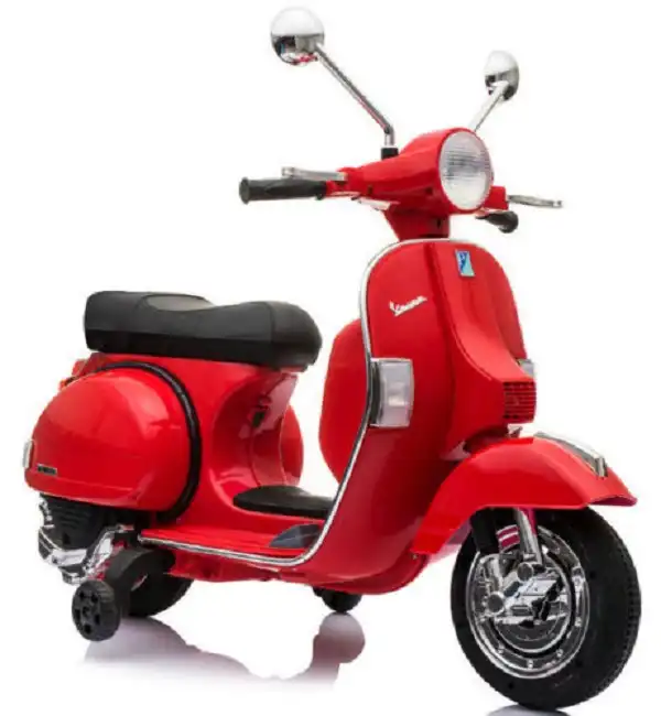 Moto Motorino Per Bambini Vespa Piaggio Px 150 Con Luci e Suoni 12V Rosso