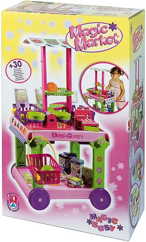 Gioco Supermercato Mercato Carrello con Ruote Accessori Spesa al Supermarket