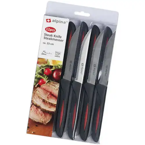 12 Coltelli Per Taglio Carne In Acciaio Inox 22,8 cm Coltello Bistecca Barbecue