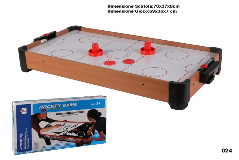 Air Hockey in Legno da Tavolo Con Due Manopole e Dischetto 69 x 36 x 7 cm