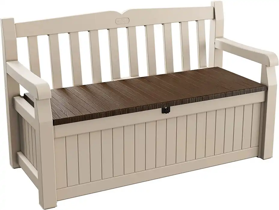 Cassapanca Baule in Resina Cassa Panca da per Giardino Beige Arredamento 227 Lt