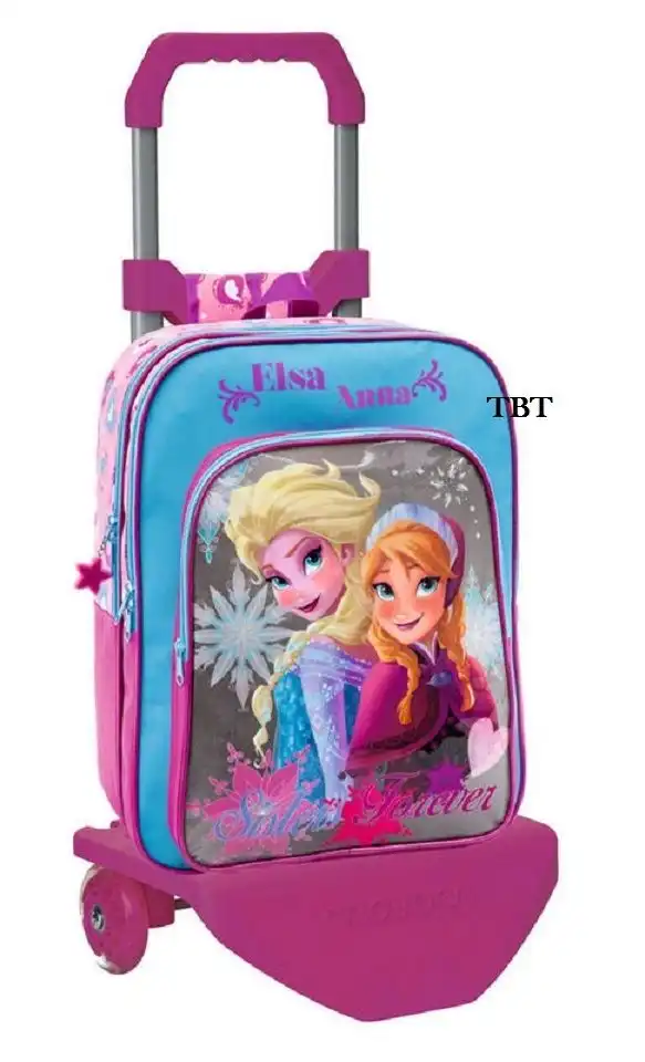 Trolley con Ruote Borsa Cartella per la Scuola Diseny Frozen Anna Elsa Bambine