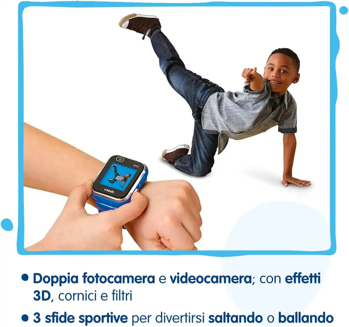 VTech Smartwatch Blu Orologio Interattivo per Bambini Touch e Sensore Movimento