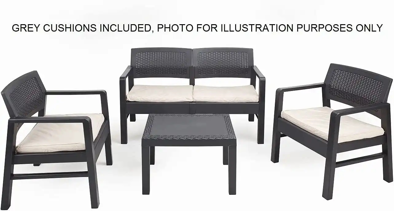 Set Kilimanjaro Salotto da Giardino in Rattan Tavolo Divanetto e 2 Poltrone
