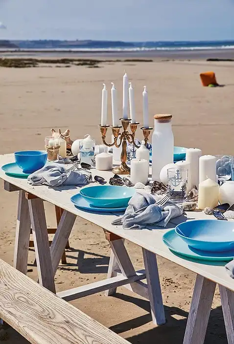 Luminarc Servizio Piatti da Tavola 18 Pezzi Diwali Vetro Opale Light Blue-Bianco
