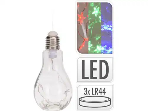 Lampadina Decorativa Trasparente con 10 Led Verde 18 Cm Decorare Casa