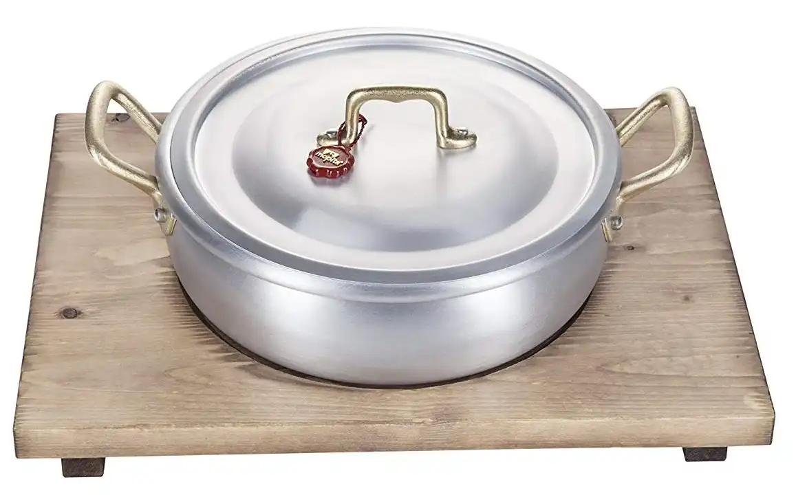 Risottiera Con Coperchio In Alluminio 22 Cm Con Vassoio Abete Linea Ambiente