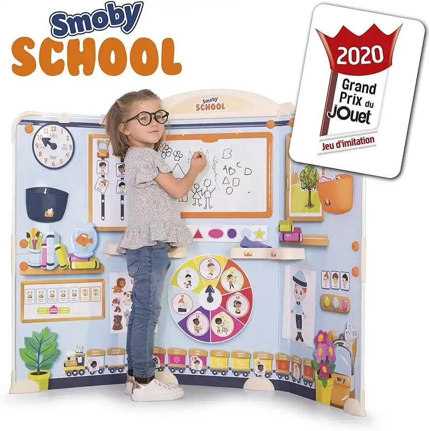 Smoby Gioco della Scuola Classe Virtuale con 80 Accessori Richiudibile 135cm