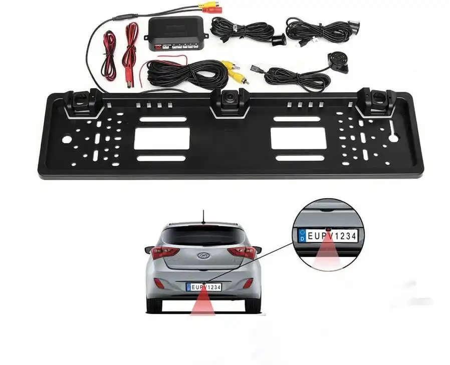 Kit Auto Porta Targa con Telecamera Posteriore e 2 Sensori Kit Retromarcia