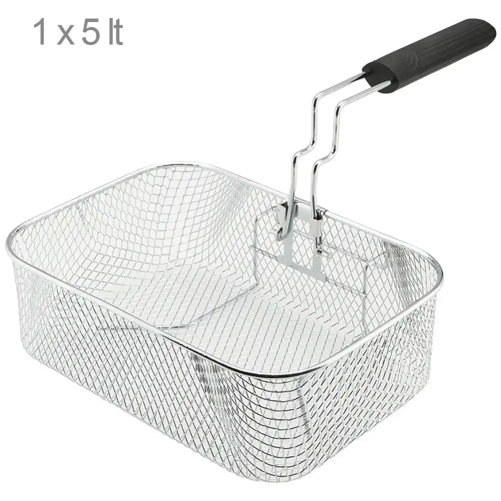 Friggitrice Elettrica in Acciaio Inox con 3 Cestelli 2000w da 5 Litri Termostato