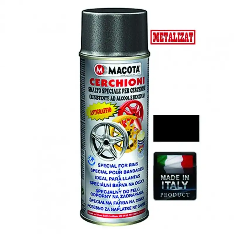 Macota Smalto Speciale Cerchioni Vernice Spray 400 ML Acrilico Nero Metallizzato