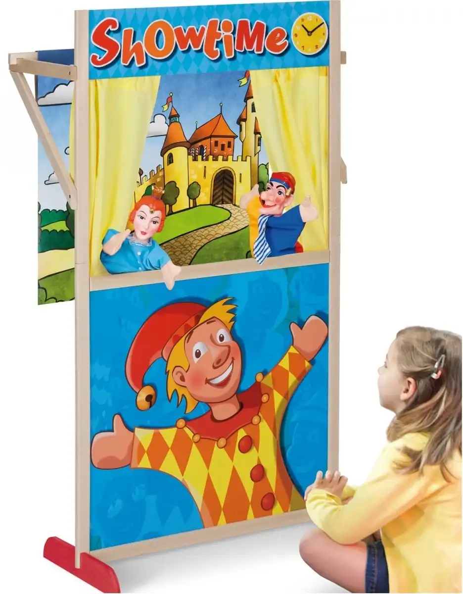 Teatro Delle Marionette di Eichhorn in Legno 110 x 64 cm Teatrino Bambini